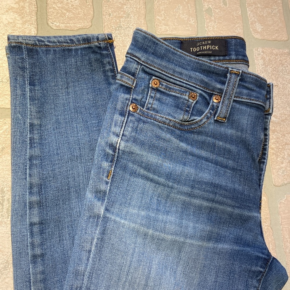 J. Crew Toothpick Distressed Skinny Ankle Jeans Size 25